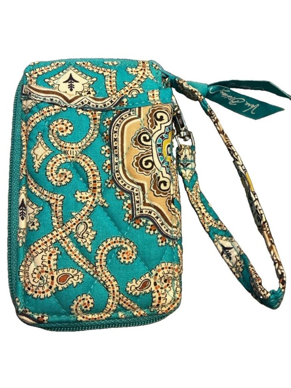Vera Bradley Aqua Carry It All Wallet Wristlet Phone ID Holder Coin Purse RARE